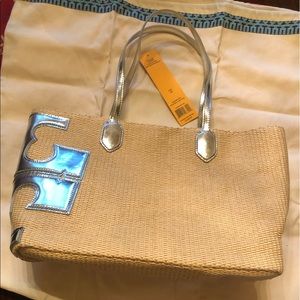 TORY BURCH stacked tote bag. New condition. Tag and dust bag.
